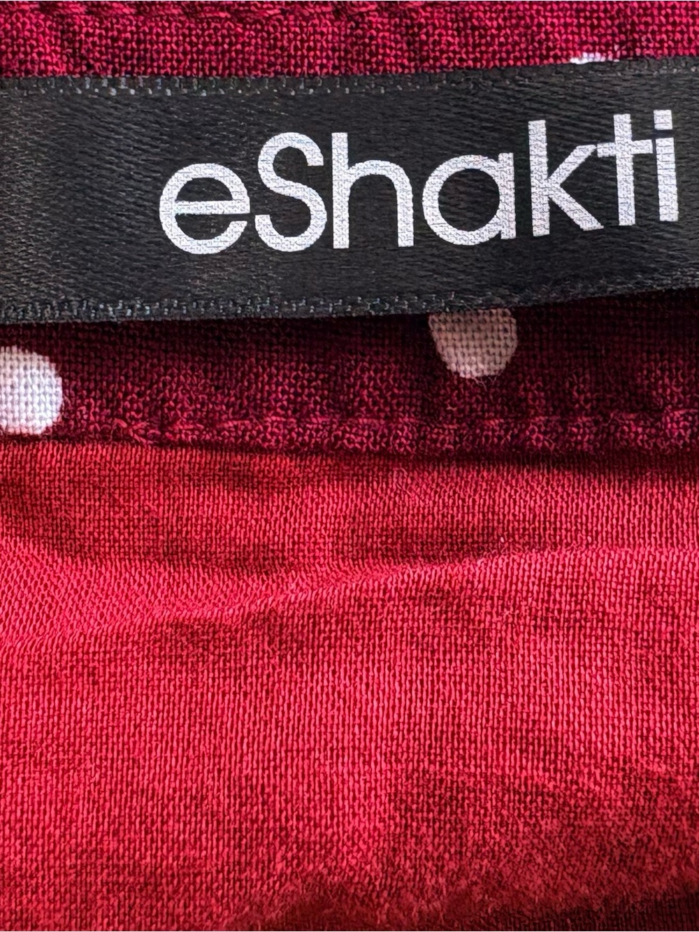 ESHAKTI Burgundy Polka Dot Button Down Midi Dress Pockets Medium - Picture 9 of 10